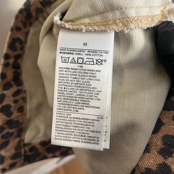 GAP Denim Flutter Sleeve Button Front Leopard Dress Size M - Picture 8 of 9